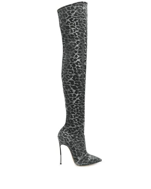 Casadei animal print thigh-high boots