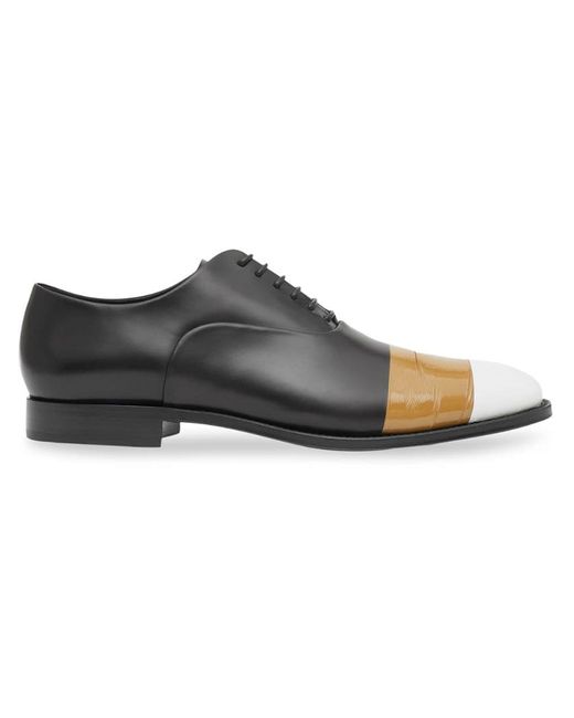 Burberry Tape Detail Leather Oxford Shoes