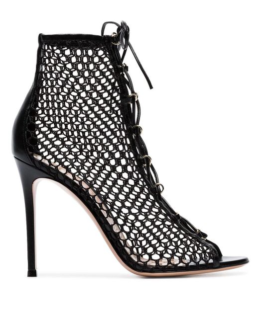 Gianvito Rossi 105 net lace-up leather boots