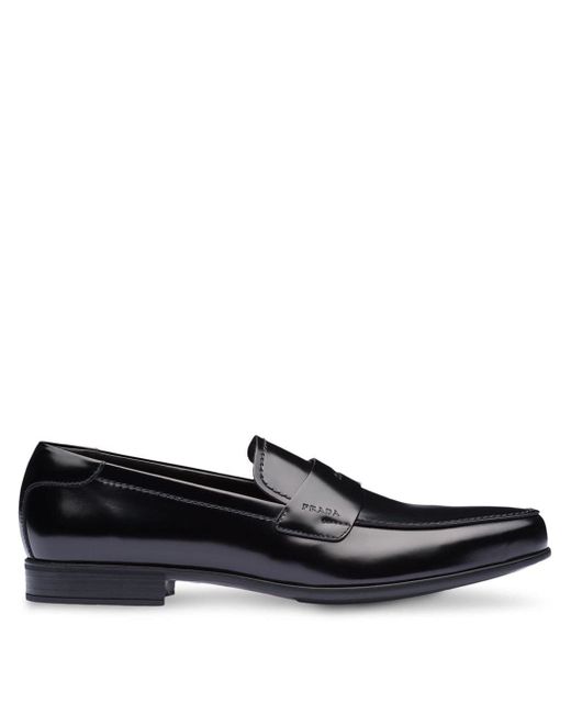 Prada brushed leather penny loafers