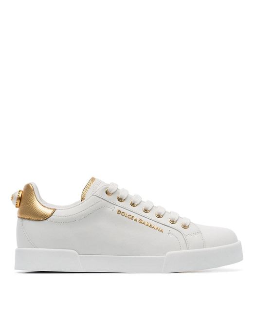 Dolce & Gabbana pearl embellished leather sneakers