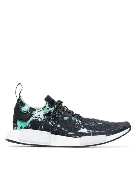 Adidas green and white NMD R1 marble primeknit sneakers