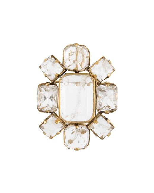 Goossens Crystal-embellished geometric brooch