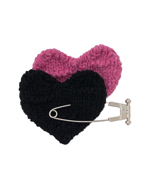 Prada knitted heart brooch