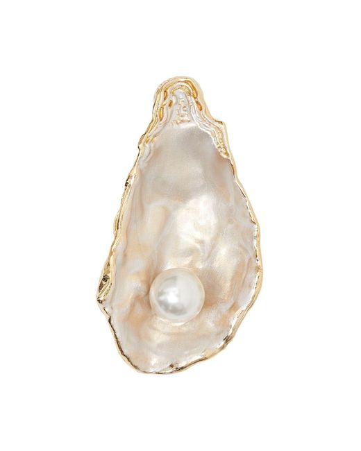 Burberry Resin Pearl Detail plated Oyster Brooch