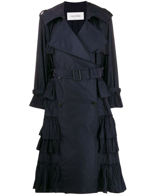 Valentino double-breasted pleated trench coat