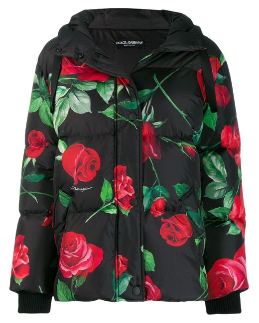 Dolce & Gabbana hooded floral-print down jacket