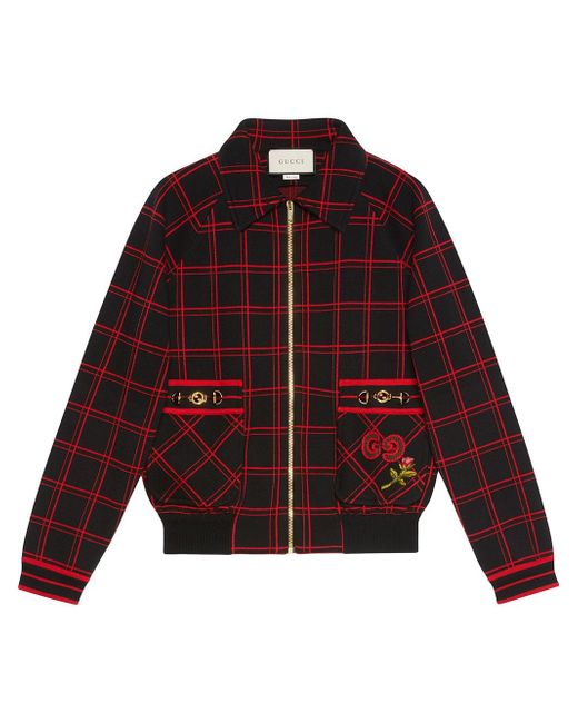 Gucci Check bomber with patches