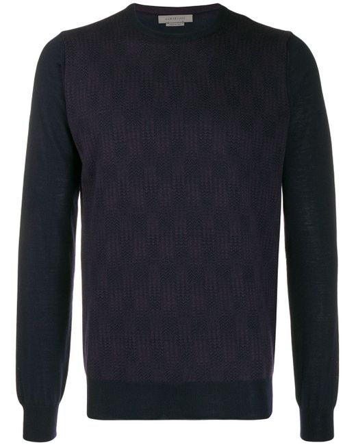 Corneliani patterned knit crew neck sweater