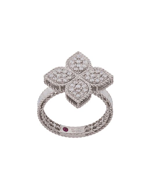 Roberto Coin 18kt Princess Flower diamond and ruby ring