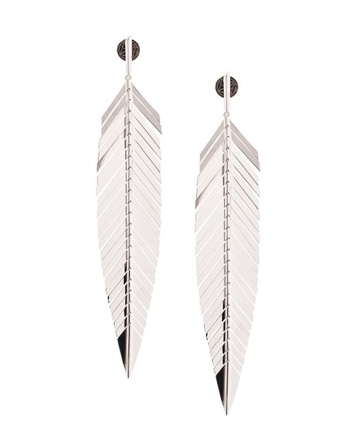 Cadar large feather drop earrings