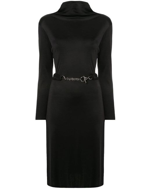 Hermès Pre-Owned stand up collar belted dress