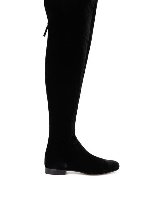 Alberta Ferretti thigh-length velvet boots