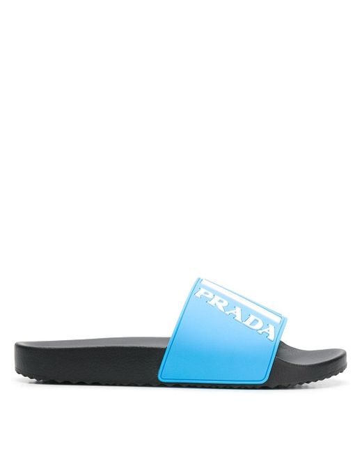 Prada logo slide sandals