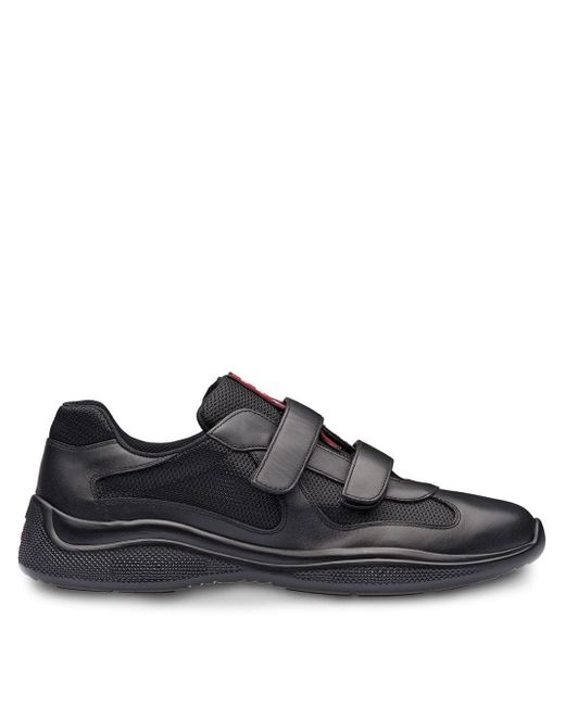 Prada leather and technical fabric sneakers