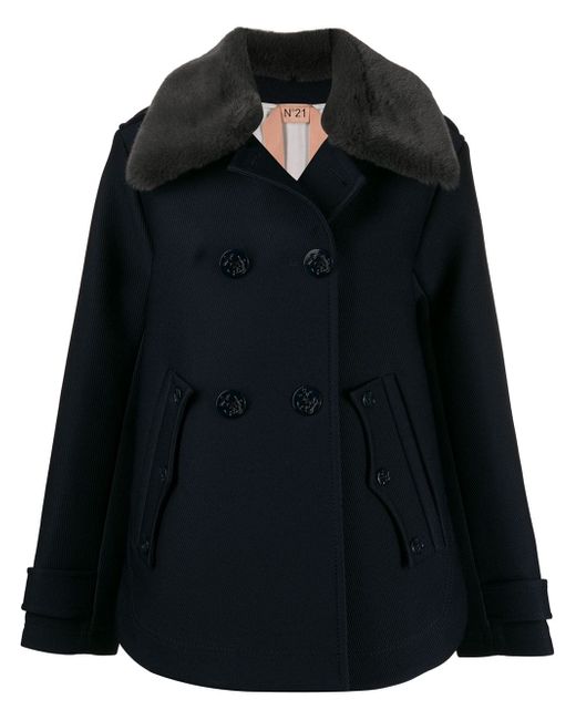 N.21 faux fur collared coat