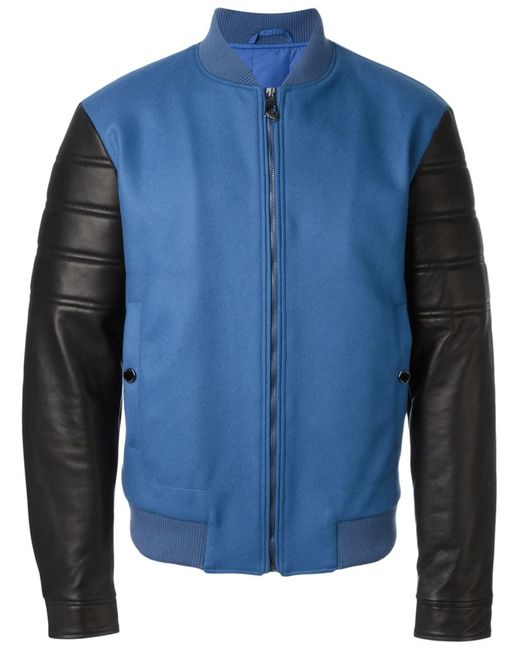 Versace Collection contrasted sleeve bomber jacket Wool/Polyimide/Lamb