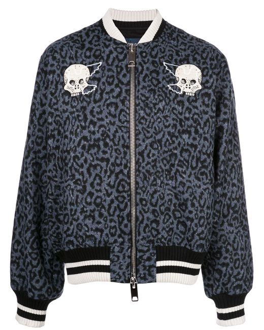 Lost Daze Skeleton leopard print bomber jacket