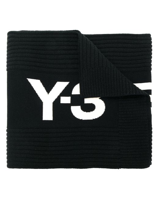 Y-3 tri-stripe ribbed knit scarf