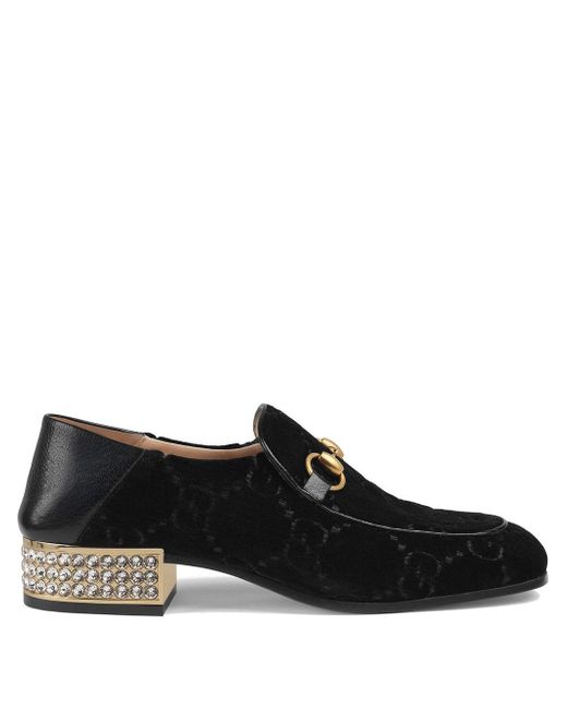 Gucci Horsebit GG velvet loafers with crystals