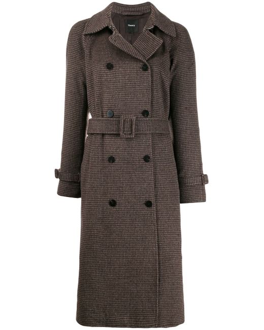 Theory checked belted coat