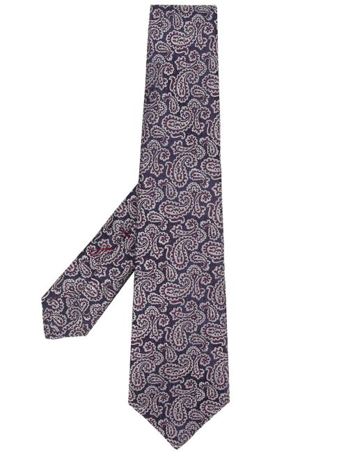 Kiton paisley print tie Grey