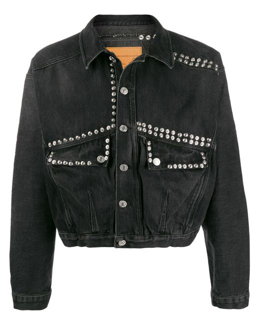 Martine Rose stud-embellished cropped denim jacket Black