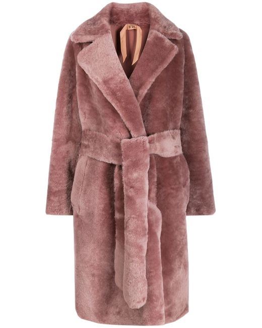 N.21 shearling belted coat Pink