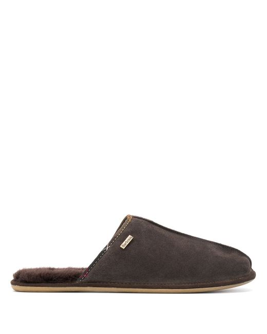 Barbour logo shearling slippers