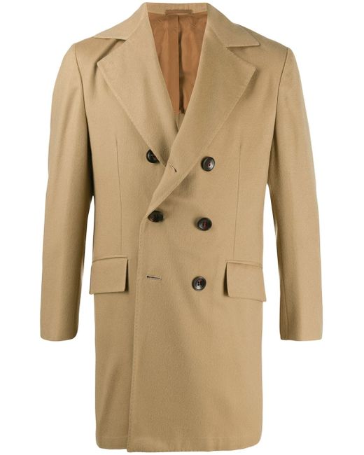 Kiton boxy fit double buttoned coat Neutrals