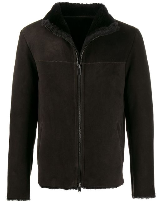 Desa Collection shearling zip-up coat Brown