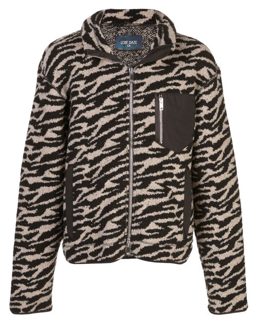 Lost Daze textured tiger-print jacket Grey