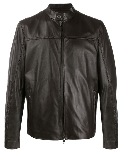 Michael Kors Collection zip-front leather jacket Brown