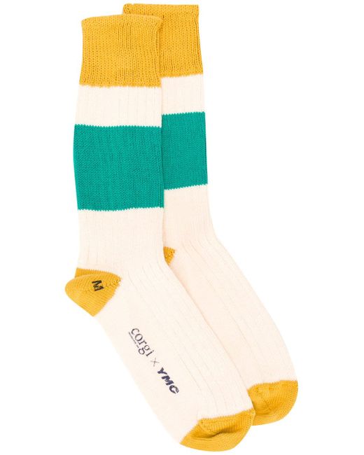 Ymc panelled intarsia knit socks Neutrals