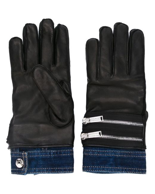 Dsquared2 dual material zip gloves