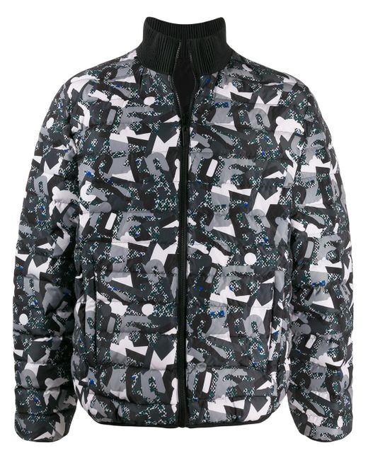 Dirk Bikkembergs abstract print padded jacket Grey