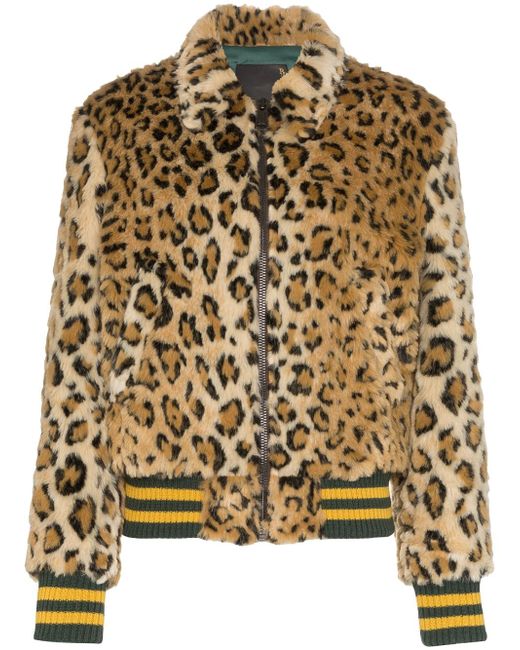 R13 x Alison Mosshart leopard print bomber jacket Brown