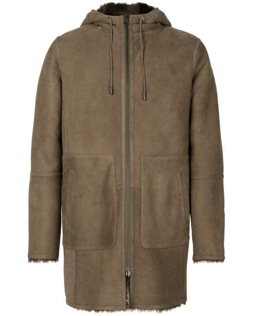 Desa Collection zipped shearling-lined coat Brown
