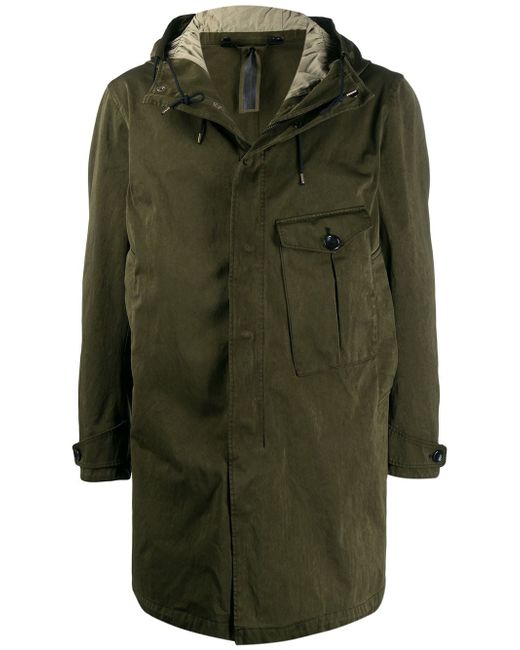 Ten C hooded single pocket parka coat