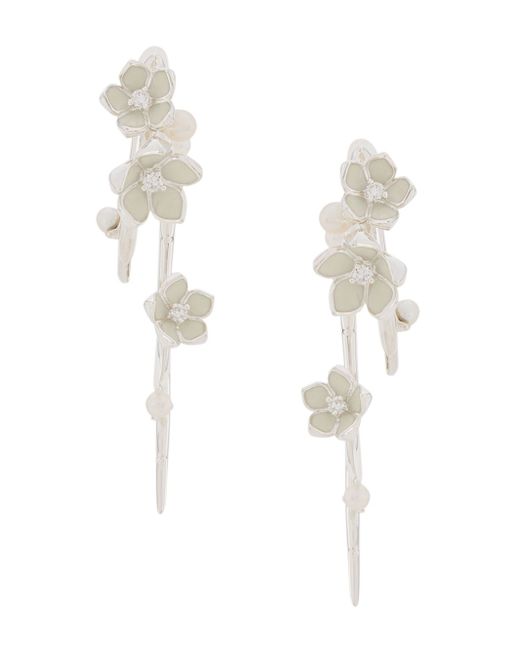 Shaun Leane Cherry Blossom Pearl Diamond Hook Earrings