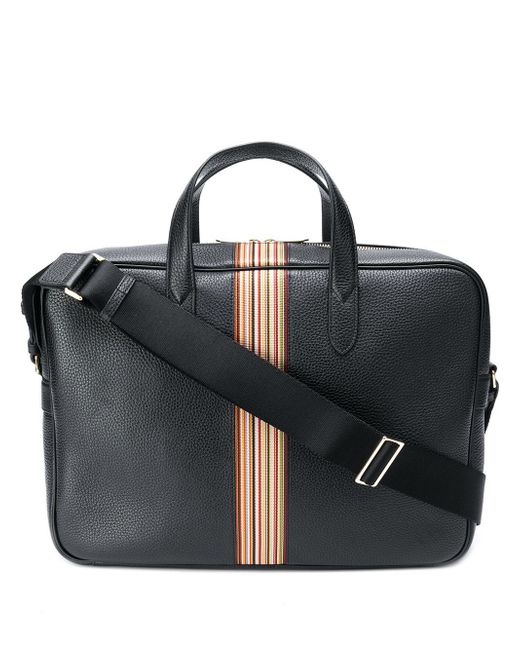Paul Smith stripe detail briefcase Black