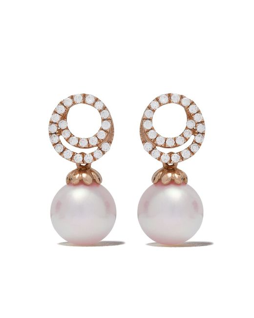 Yoko London 18kt rose gold Classic Akoya pearl and diamond earrings