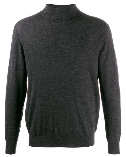 N.Peal 007 Fine Gauge Mock Turtle Neck Sweater Grey