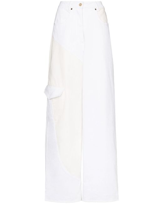 Jacquemus panelled wide-leg jeans White