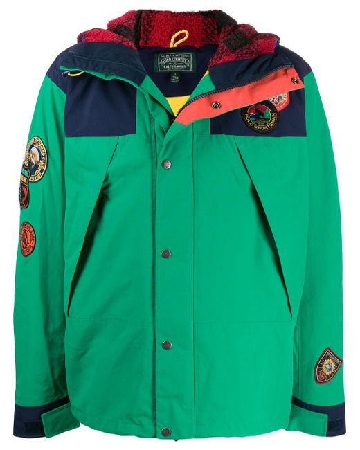Polo Ralph Lauren contrast stripe puffer jacket Green