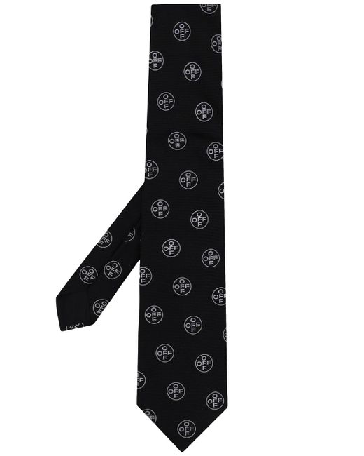 Off-White logo print tie Black