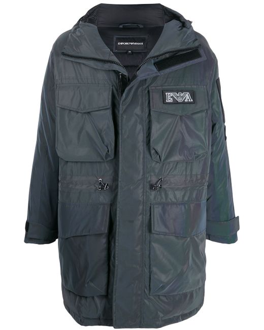 Emporio Armani oversized multi-pocket padded coat Grey