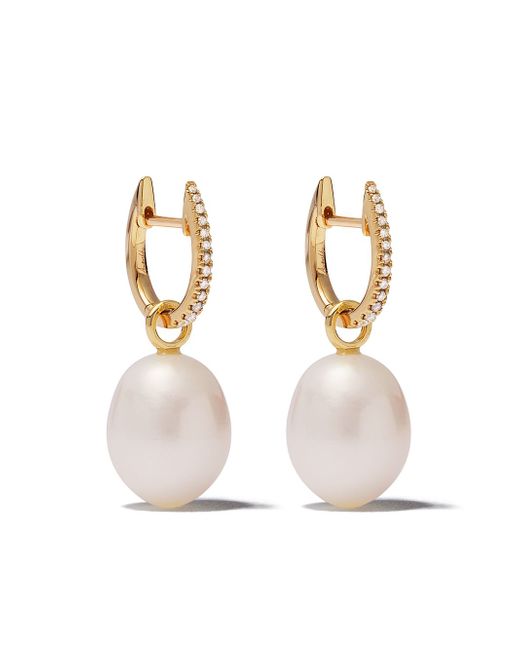 Annoushka 18kt gold diamond pearl drop earrings 18ct Gold