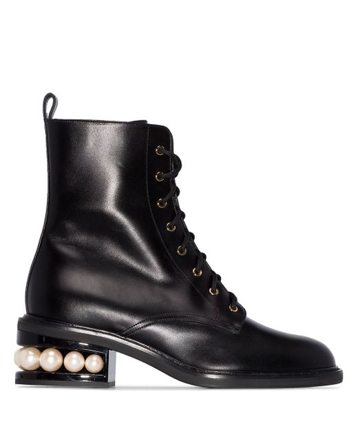 Nicholas Kirkwood Casati pearl detail 35mm boots
