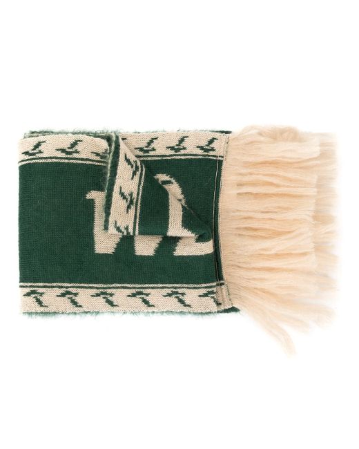 Wooyoungmi intarsia knit scarf Green